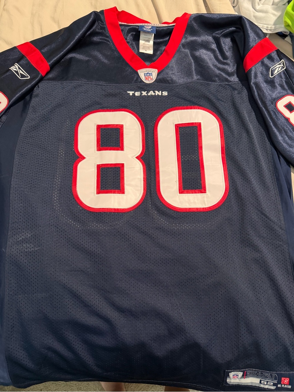 Reebok Navy Blue and Red Houston Texans #80 Football Jersey